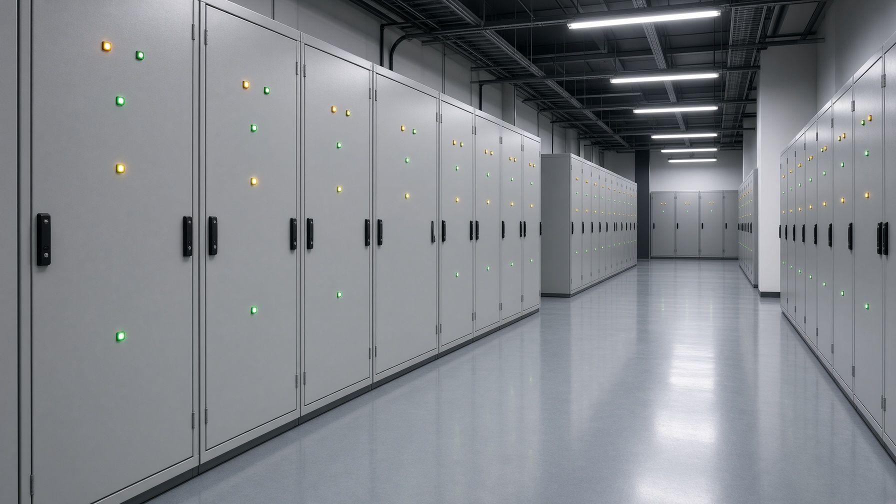 Industrial electrical room with control cabinets